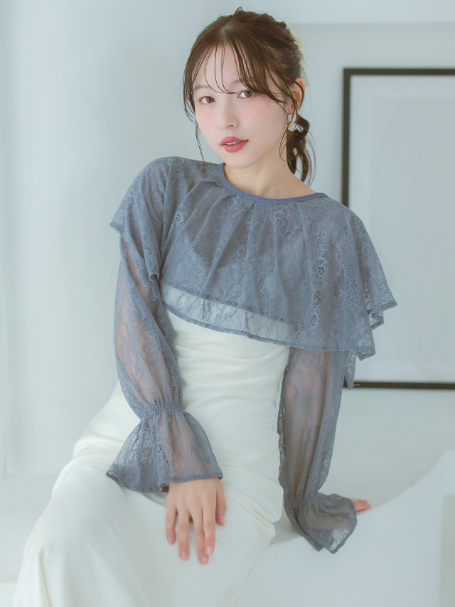 前後2way総レースフリル長袖ボレロのイメージ画像2