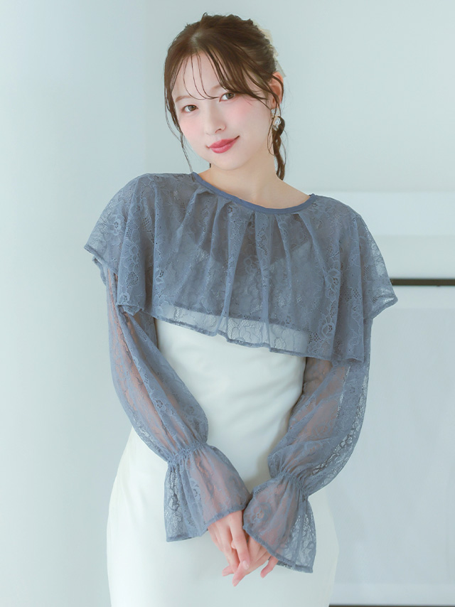 前後2way総レースフリル長袖ボレロのフロント画像3