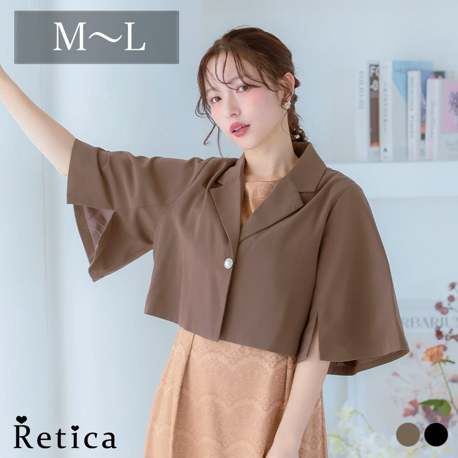 ブローチ付き半袖ショート丈ボレロのメイン画1