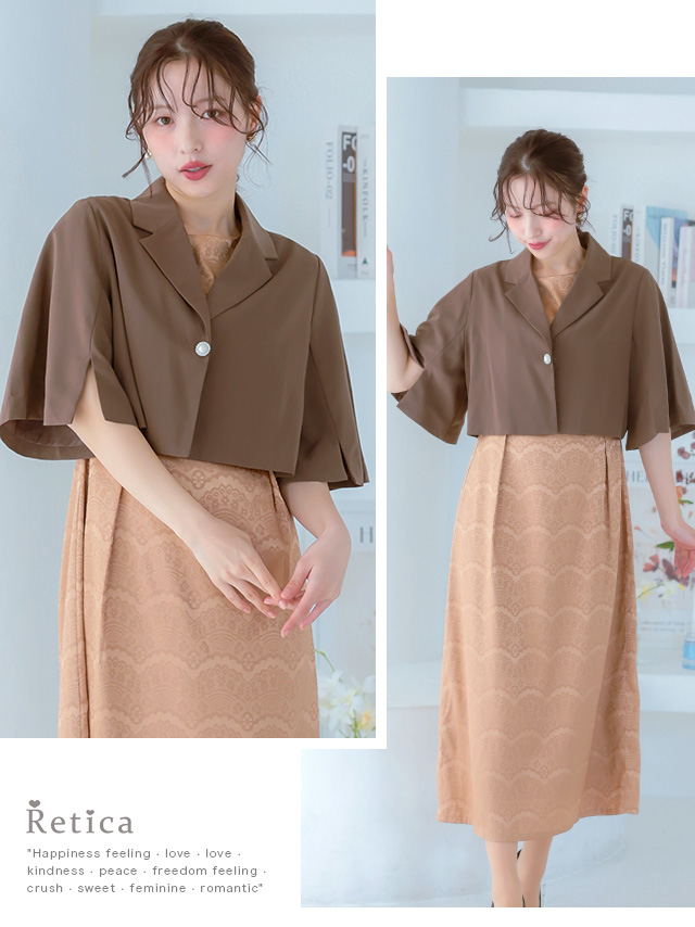 ブローチ付き半袖ショート丈ボレロのイメージ画像2