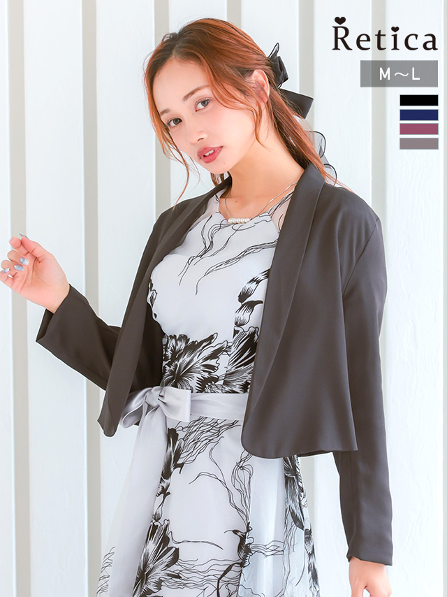 カシュクールデザインハイウエスト切り替えパーティードレスのメイン画像