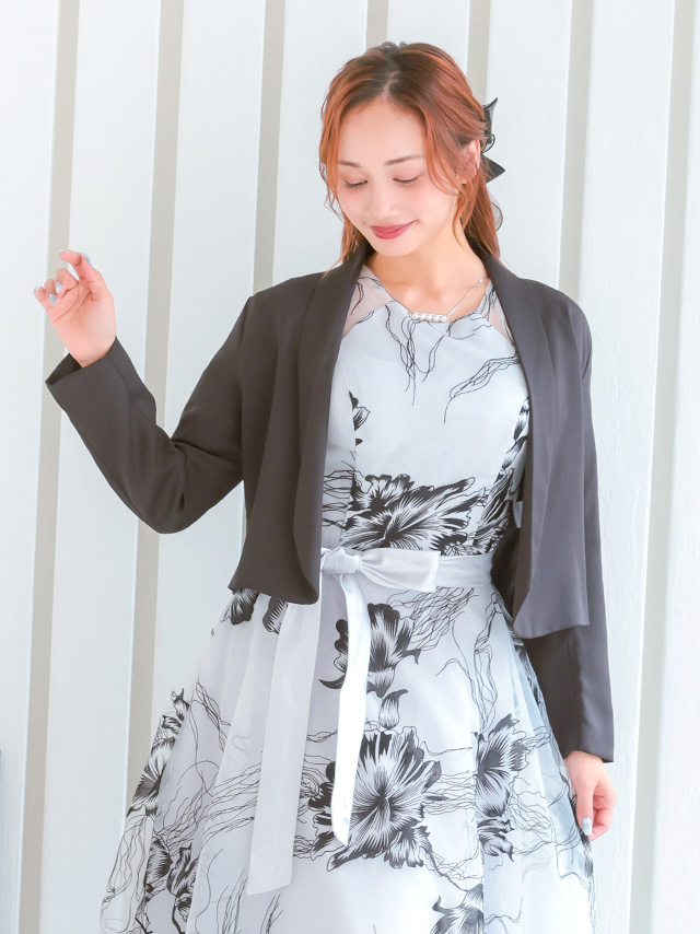 襟付きデザイン長袖ボレロジャケットのイメージ画像2