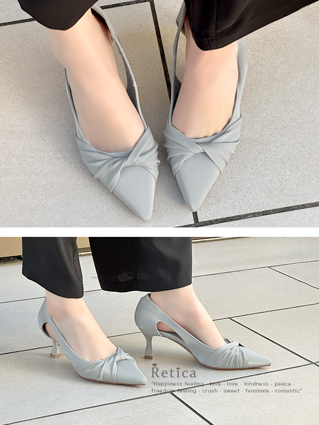 カシュクールデザインハイウエスト切り替えパーティードレスのフロント画像