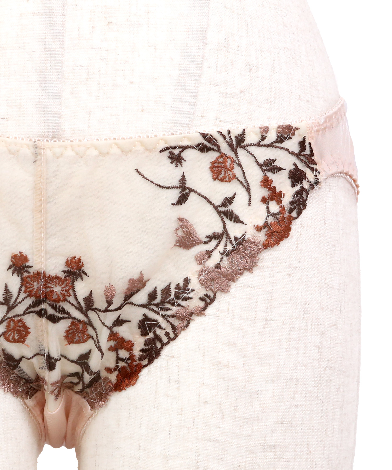 小花柄刺繍シフォンノンワイヤーブラジャー&ショーツセットのディティール画像8