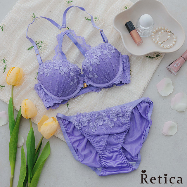 セクシーバックシャンフロントホックレースブラジャー＆ショーツセットのメイン画像