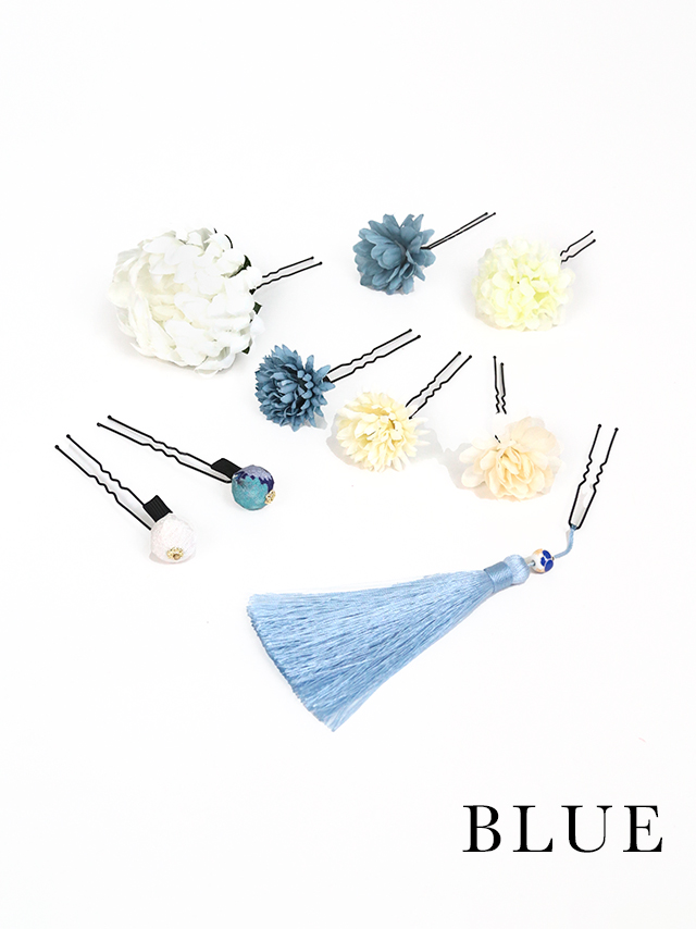  パールアクセサリー付きフラワーレースクリップ浴衣ヘアアクセサリー3点セットのカラー詳細 