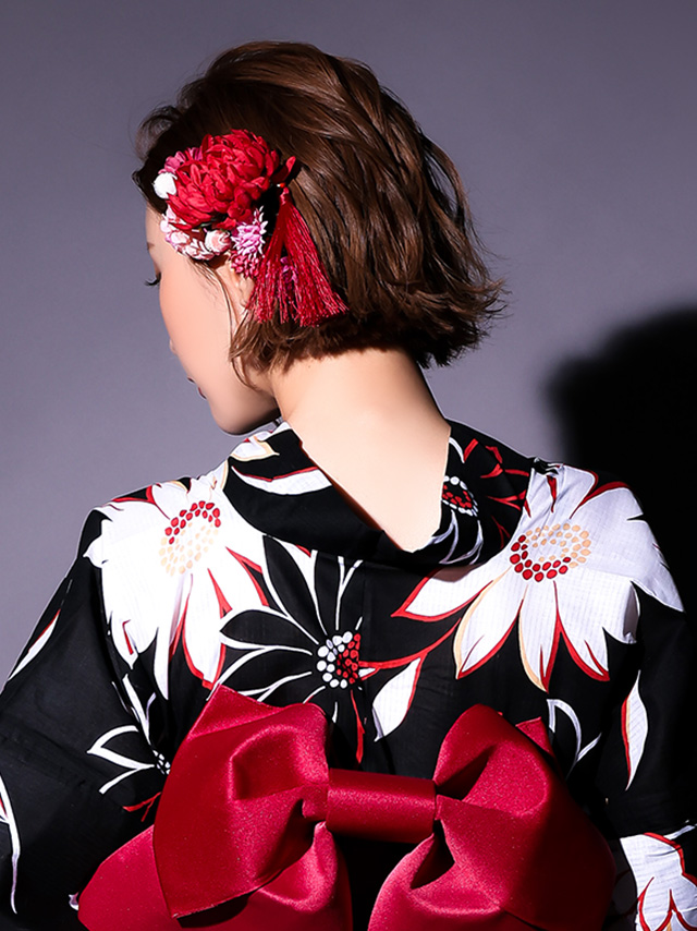  パールアクセサリー付きフラワーレースクリップ浴衣ヘアアクセサリー3点セットのイメージ画像1 
