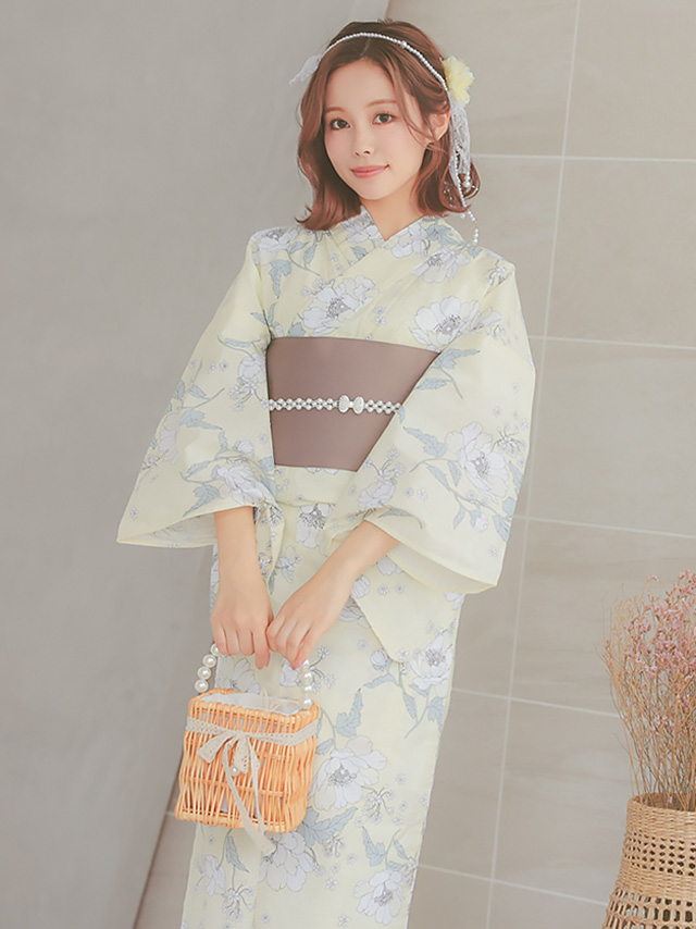 華やかパステルイエローにピュア牡丹ゆかた3点セットのイメージ画像3