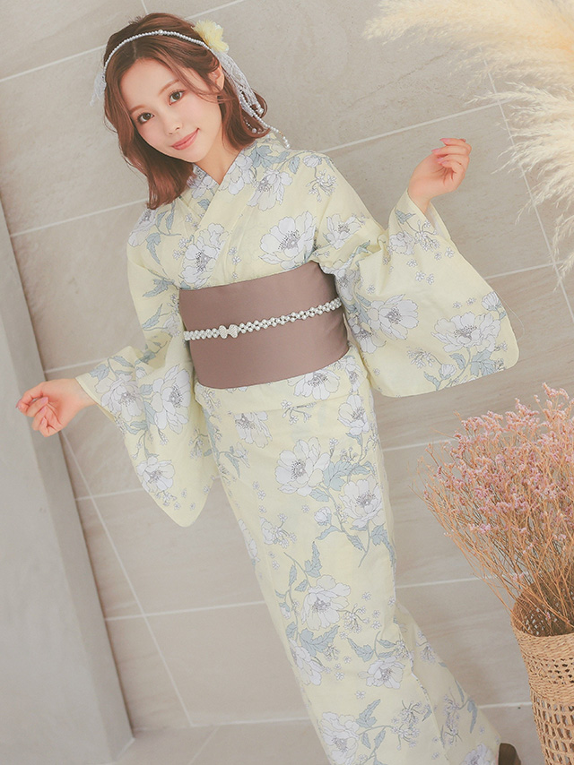 華やかパステルイエローにピュア牡丹ゆかた3点セットのイメージ画像3