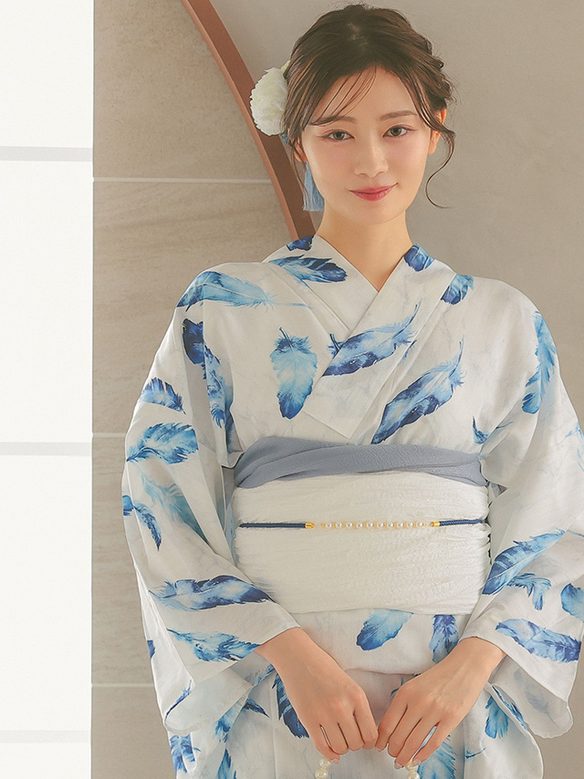 清涼ホワイト×ブルーフェザーゆかた3点セットのイメージ画像2