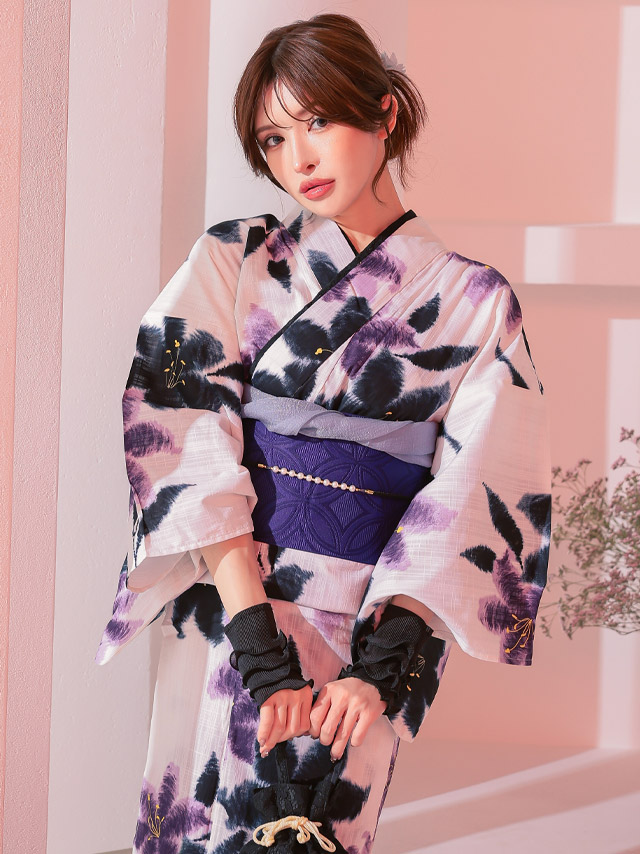 水彩百合の粋な白地浴衣 浴衣2点セットのイメージ画像4