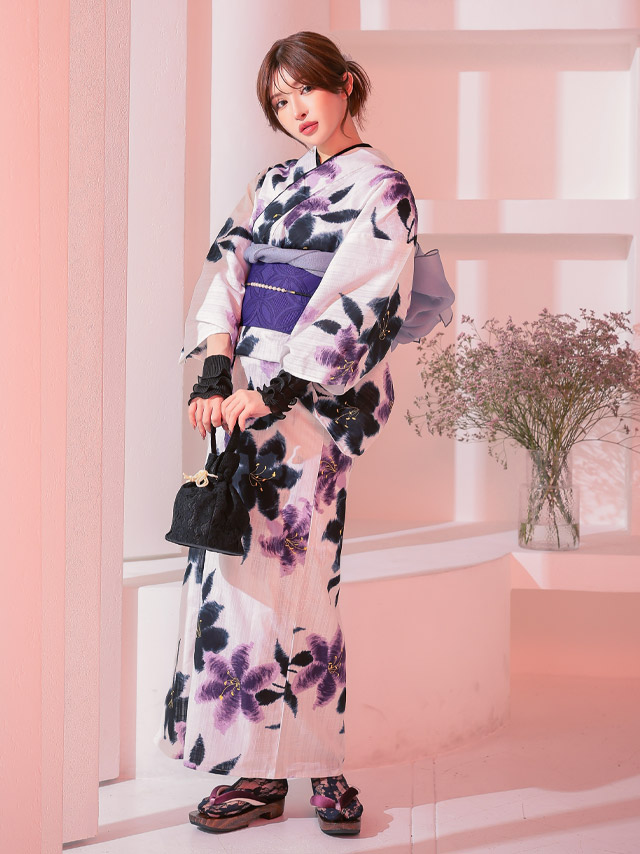 水彩百合の粋な白地浴衣 浴衣2点セットのイメージ画像5