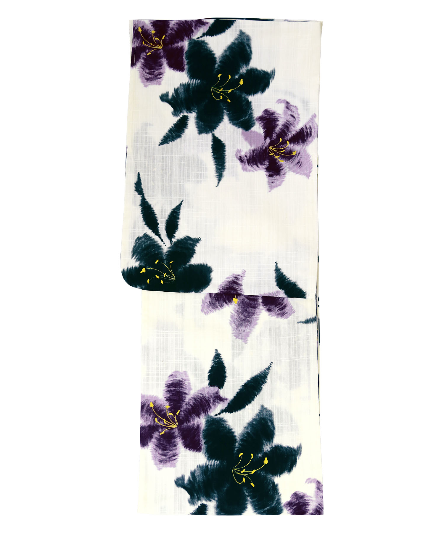 水彩百合の粋な白地浴衣 浴衣2点セットのディテール画像1