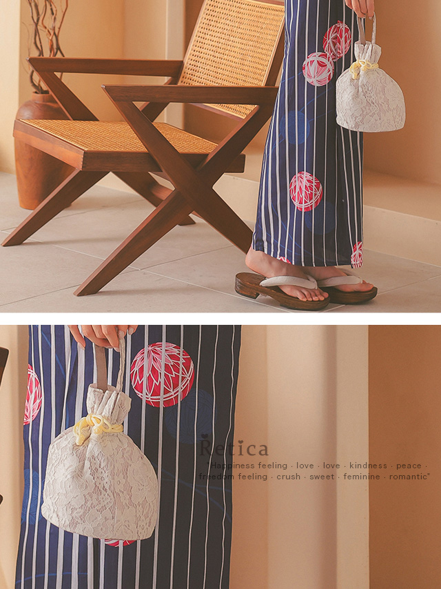 ふんわり巾着レースバッグのディティール画像2