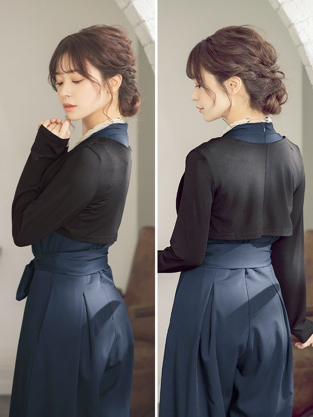 前開きストレッチプレーン長袖ボレロ (Mサイズ/XLサイズ) | パーティ