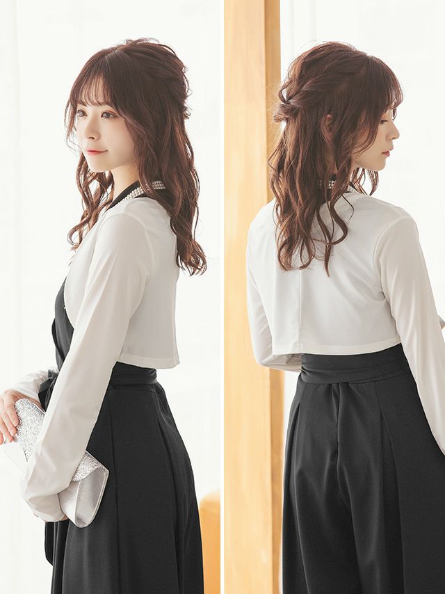 前開きストレッチプレーン長袖ボレロ (Mサイズ/XLサイズ) | パーティ