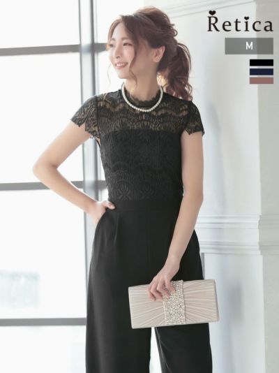 [SALE] パンツスタイル刺繍レースデザインパーティードレス (Mサイズ)