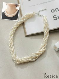 結婚式 お呼ばれ アクセサリー スクリューデザインパールショートネックレス