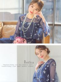 結婚式 お呼ばれ アクセサリー ３連パールロングネックレス