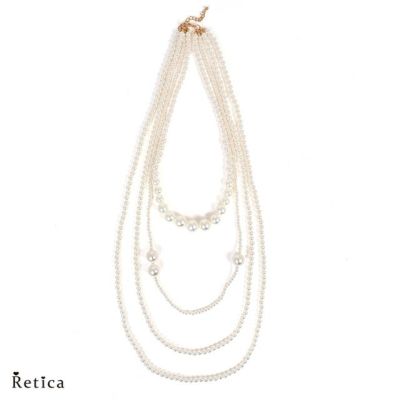 4連アシンメトリーパールネックレス(ホワイトパール)