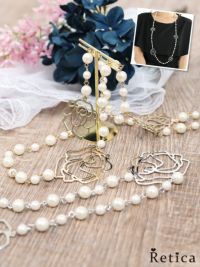 結婚式 お呼ばれ アクセサリー バラモチーフ×パールネックレス