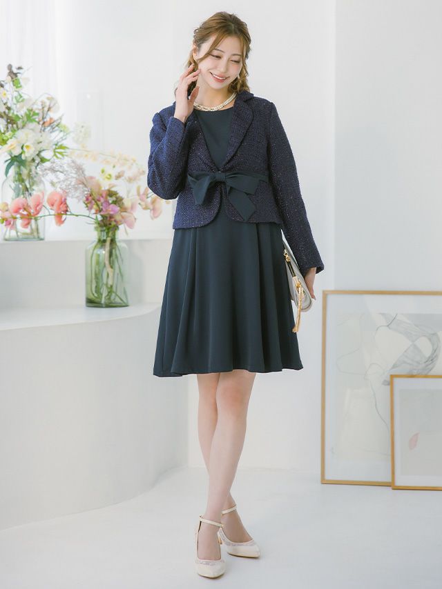 SALE] ツイードジャケットセットワンピースセレモニースーツ (S