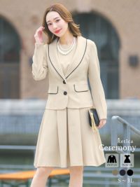 パーティードレス パイピングクラシカルワンピーススーツ ブラック