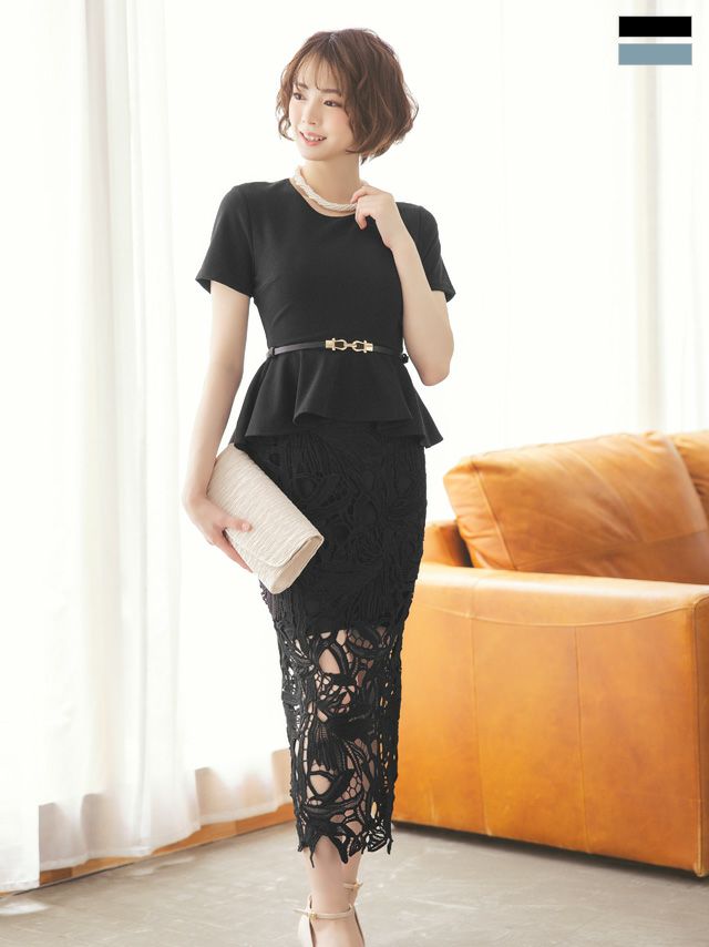 限定数のみ PEPLUM LINE CHIFFON SKIRT SET DRESS - 通販 - www