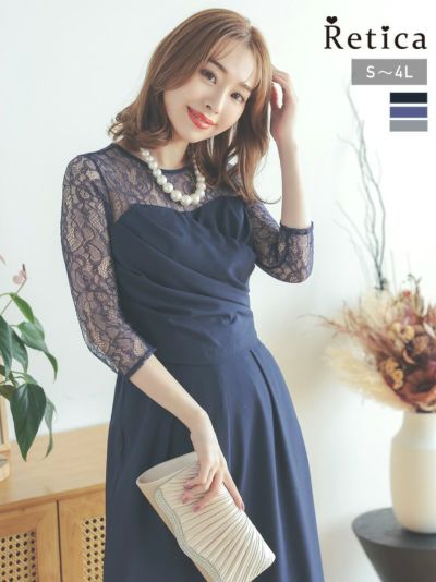 [SALE] カシュクール風七分袖ワイドパンツオールインワンパーティードレス (Sサイズ～4Lサイズ) (小澤美里)