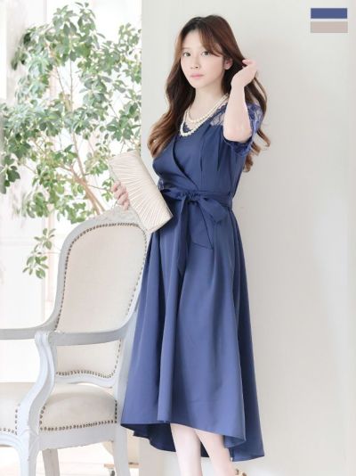 チュールレースドッキングフィッシュテールカシュール風ワンピースパーティードレス (Sサイズ～XXLサイズ)(小澤美里)