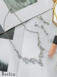 結婚式 お呼ばれ アクセサリー ラインストーンフラワーネックレスイヤリングセット