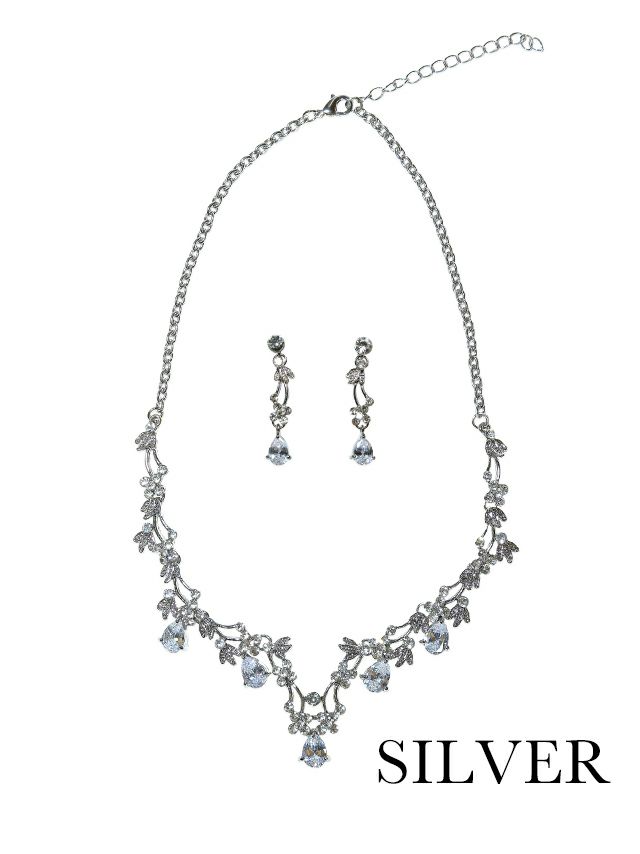 Dior フラワーモチーフ ラインストーン ネックレス イヤリング セット 美品 Dior フラワーモチーフ ラインストーン ネックレス イヤリング