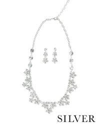 結婚式 お呼ばれ アクセサリー ゴージャスフラワーモチーフネックレスピアスセット