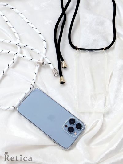 [SALE] 【お取り寄せ】選べる！ボーダー＆ブラック ストラップ付きスマートフォンケース