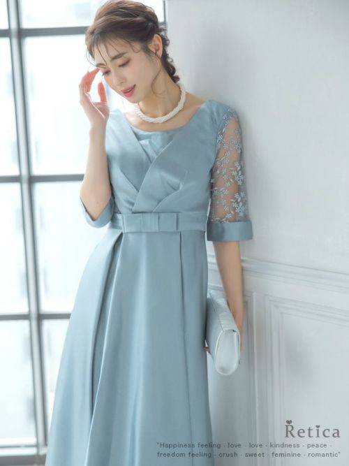 国内発| RASARIO スカラップ サテン ミディドレス Mのみ即納][instock]【RANS】ミニ/ドレス/ワンピース/ベア