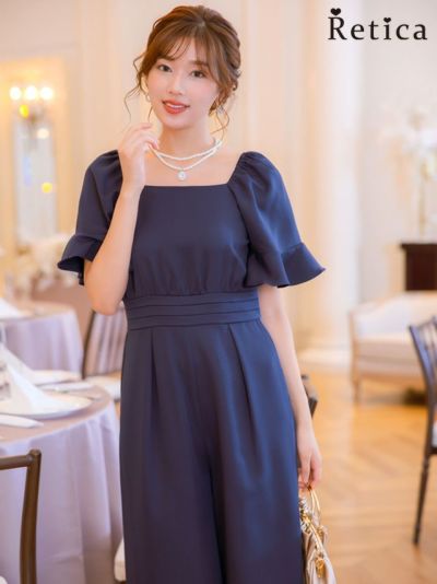 スクエアネックワイドパンツ結婚式パーティードレス