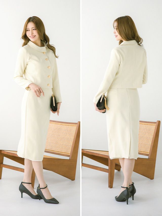 SALE] アシンメトリーデザインセットアップスカートセレモニースーツ 