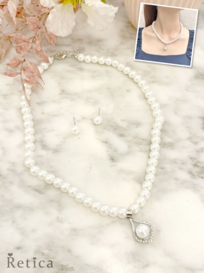 パールデザイン ネックレス×ピアス アクセサリー2set