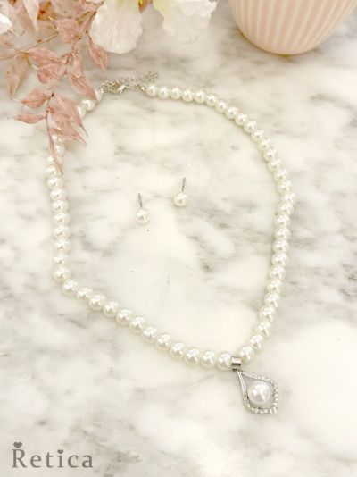 パールデザイン ネックレス×ピアス アクセサリー2set
