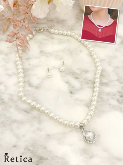 パールデザイン ネックレス×ピアス アクセサリー2set