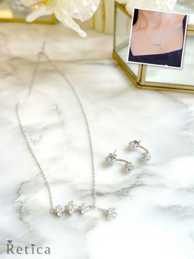 フラワービジュー ネックレス×ピアス アクセサリー2点set