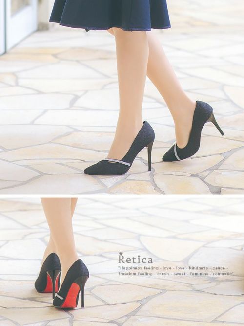 SALE] キラキララインヒールパンプス(ブラック)｜Retica