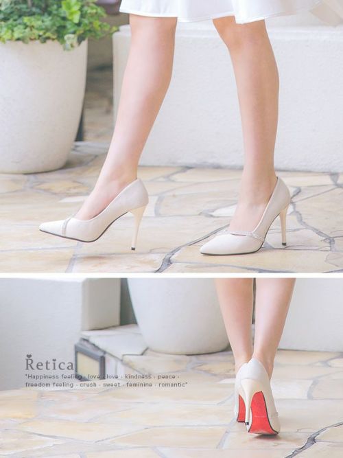 SALE] キラキララインヒールパンプス(ベージュ)｜Retica