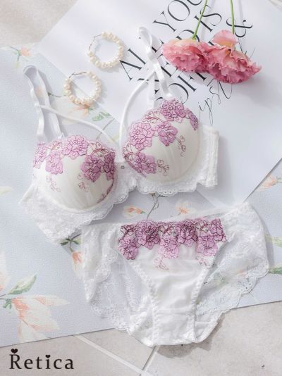 サテン＆チュールフロントクロスブラジャーショーツセット 通販