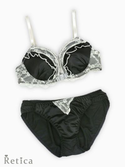 ラブリーレースカップブラジャー＆ショーツセット(ブラック)(A～D/65～75)