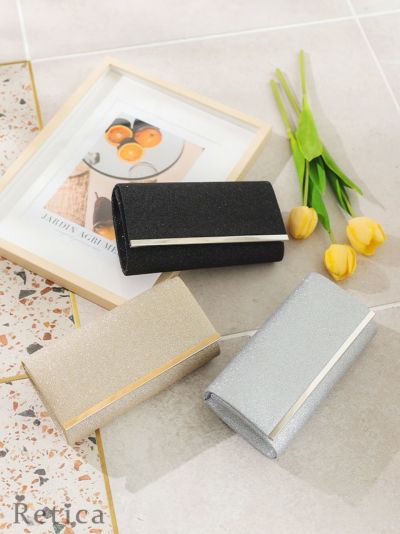 [SALE] チェーンショルダー付きラメメタル2Wayバッグ(シルバー/ゴールド/ブラック)