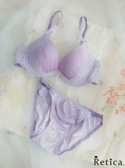 グラデシアーレイヤードチュールカップブラジャー&ショーツセット(ラベンダー)(A~F,65~80)