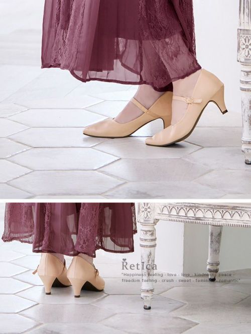 Bella belle Anita ベージュ レース装飾 高ヒールパンプス Collections