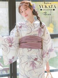 SALE] 流水金魚柄くすみピンク生成地大人可愛い3点セット