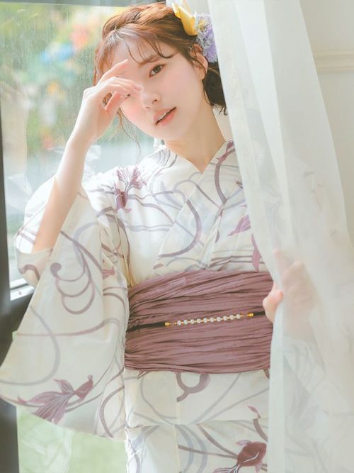 ハンドメイド浴衣　24-10 楽天市場】Dazzy [3点SET]流水紋 × 菖蒲柄 浴衣【2024年新作